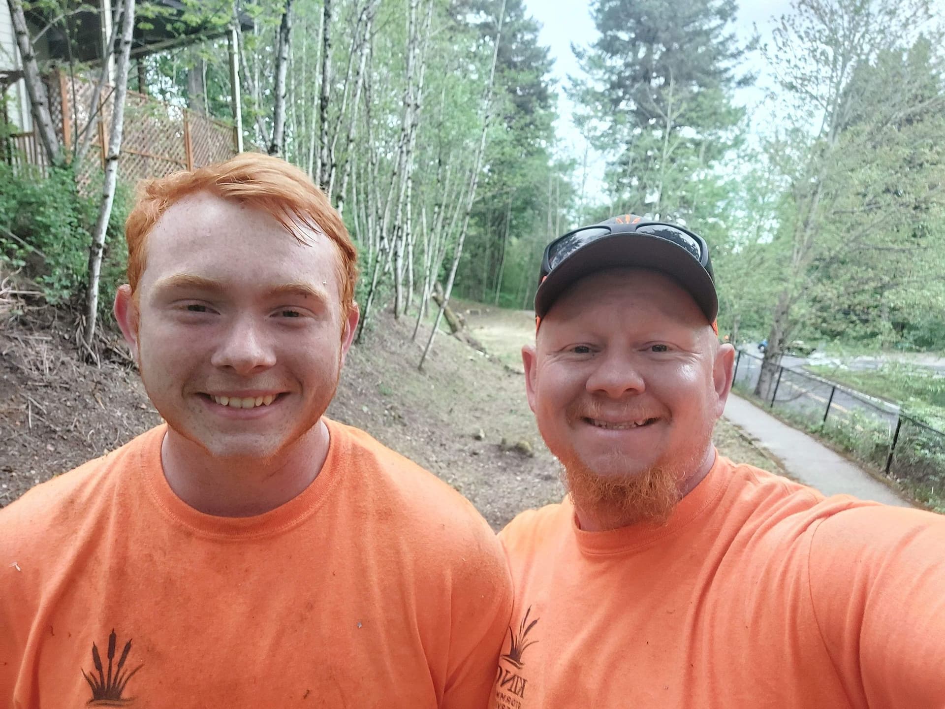 Close-up of erosion control materials installed along swale bank
