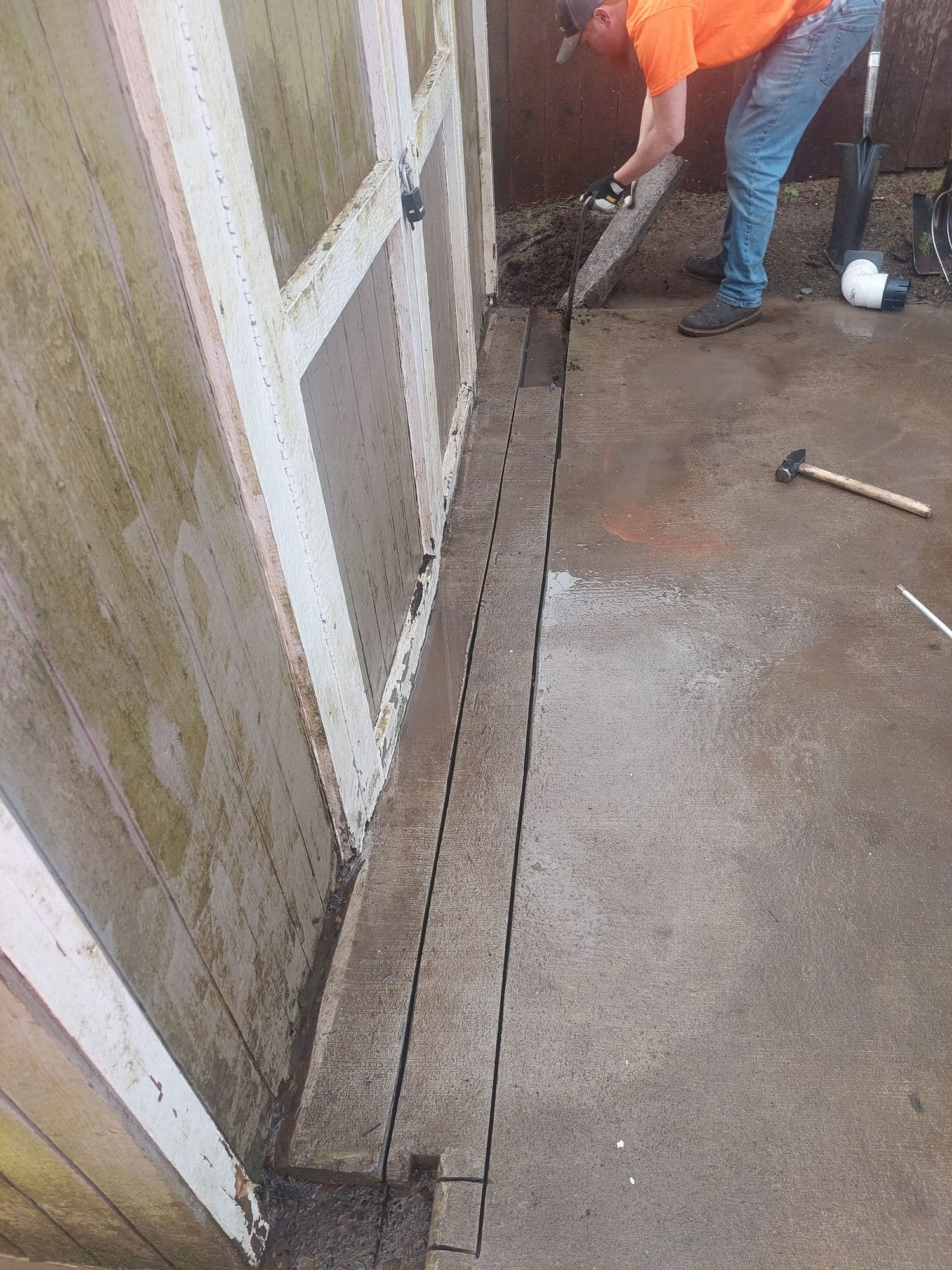 Excavation for channel drain installation
